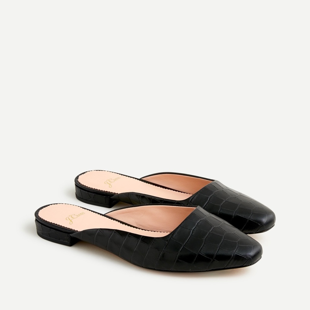 J Crew Croc Embossed Leather Simple Mule 6.5